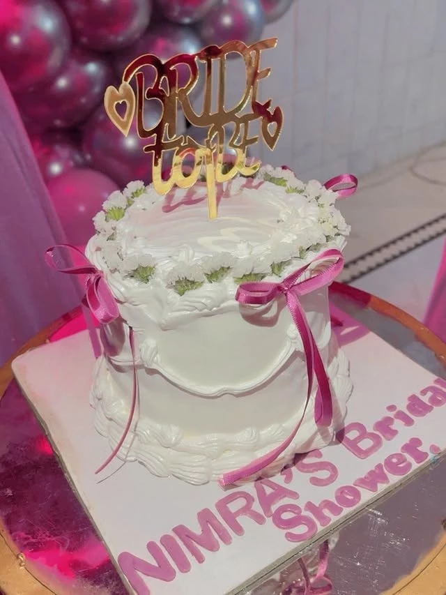 Elegant bridal shower cake for Nimra with 'BRIDE TODAY' decoration and sophisticated design - Bridal Cakes Karachi By Whisk And Sift